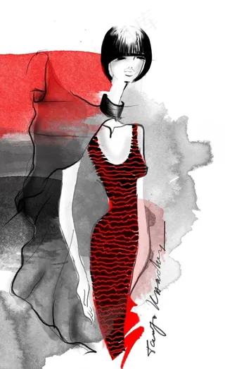 条纹背心连衣裙设计图