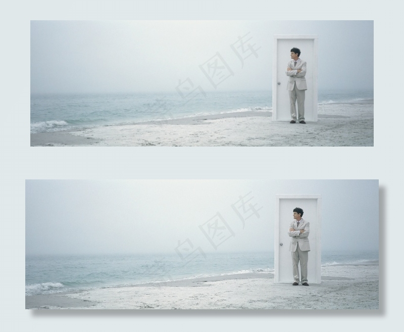 成功男性与门