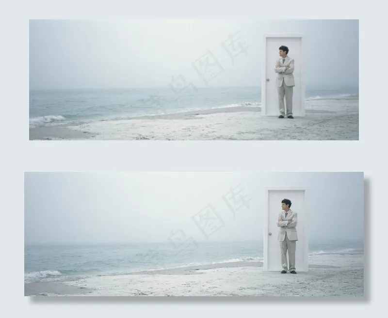 成功男性与门