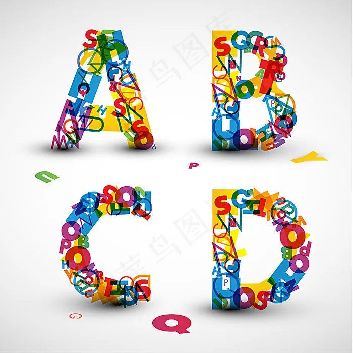 彩色艺术字体素材eps,ai矢量模版下载