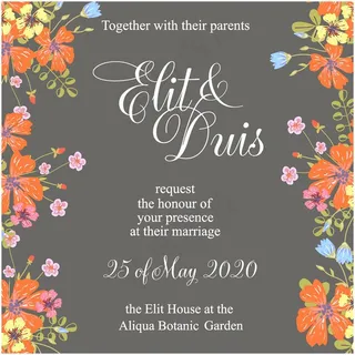 小清新花朵婚礼邀请卡矢量素材