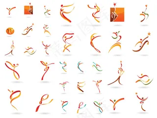 动感丝带人形图案矢量素材