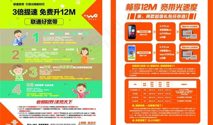联通 12m 宽带图片ai矢量模版下载