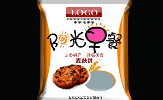 阳光早餐麦麸饼饼干包装袋效果图图片