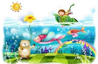 海底的小熊图片