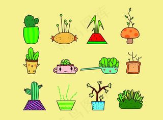 卡通可爱创意盆栽