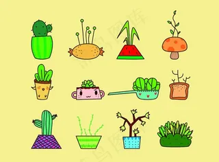 卡通可爱创意盆栽