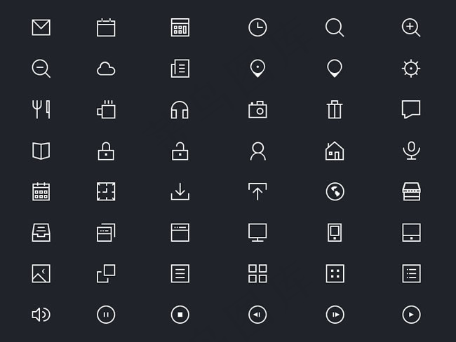 线性ui图标集合PSD素材