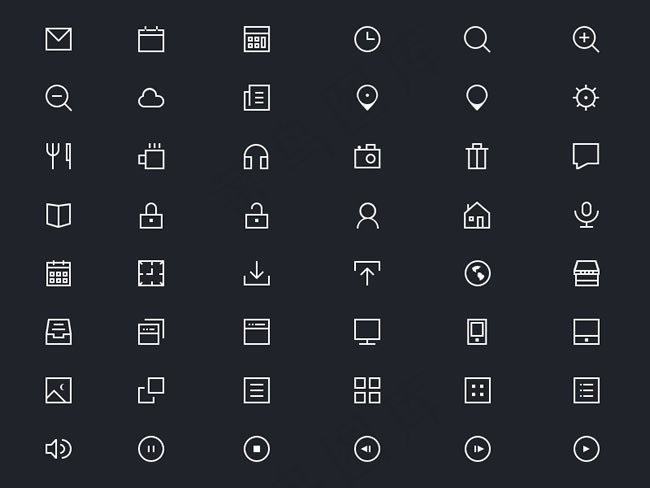 线性ui图标集合PSD素材