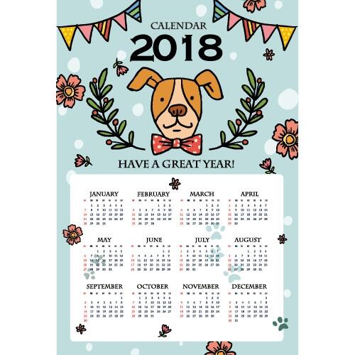 2018年可爱卡通小狗年历挂历日历...