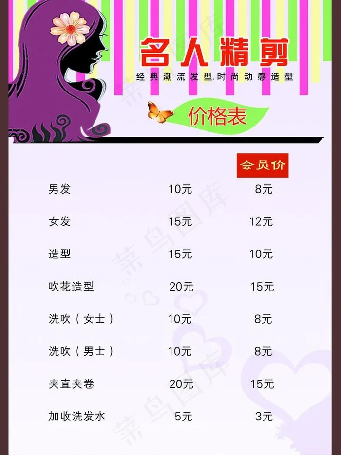 理发店价格单图片psd模版下载