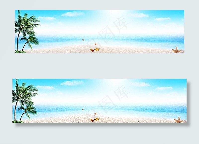 夏日蓝天海滩背景图片