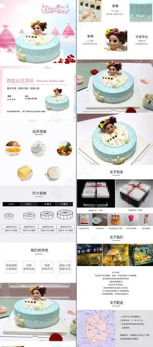 儿童生日蛋糕淘宝详情页模板