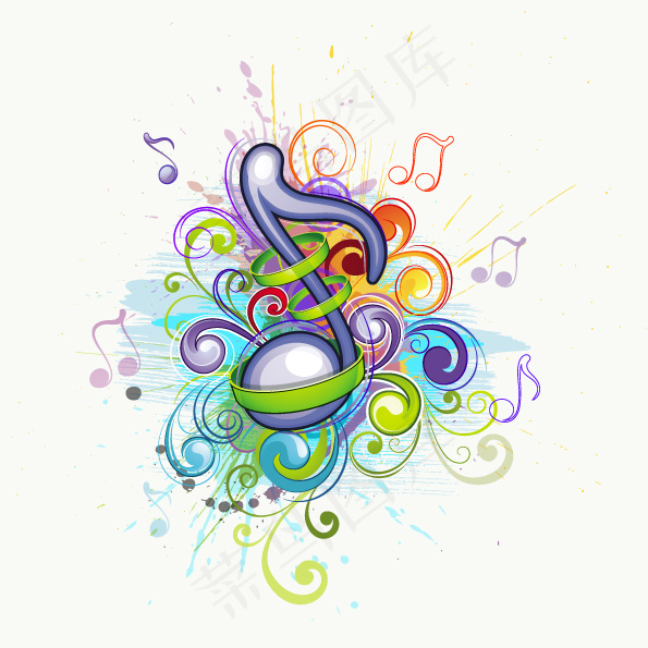 绚丽音符花纹矢量素材