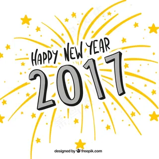 白色背景与烟花和星星