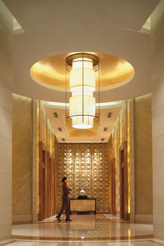 中国风的现代酒店走廊