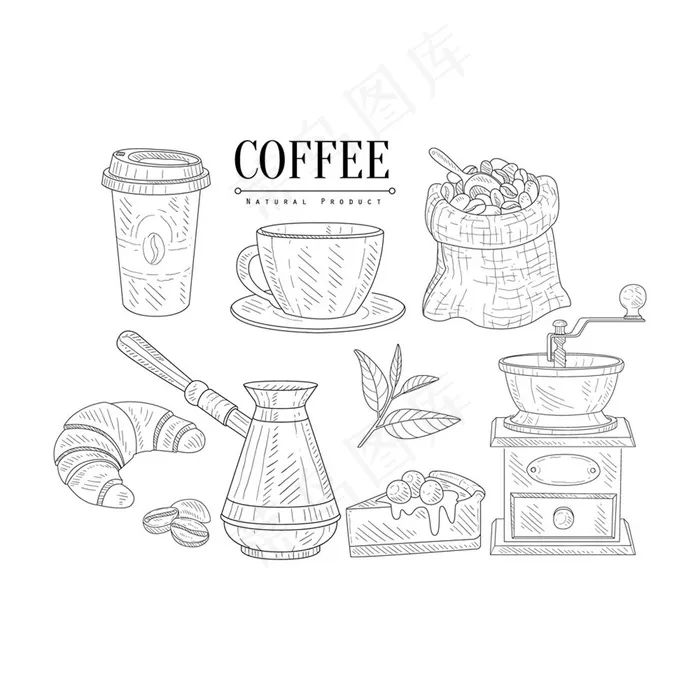 手绘咖啡宣传设计素材图片eps,ai矢量模版下载