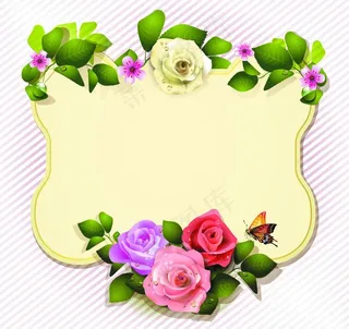 玫瑰边框 爱情卡片背景图片