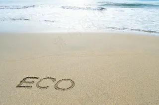 沙滩海滩eco环保标志图片