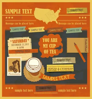 欧美经典便签纸邮票咖啡杯图案设计