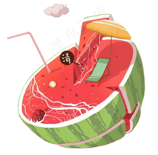西瓜夏日元素PNG素材 
