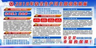 安全生产月蓝色大气展板