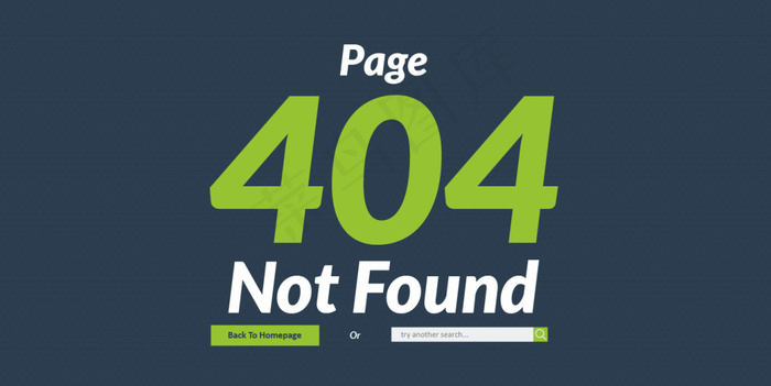 绿色网页UI404错误提示界面设计素材psd模版下载