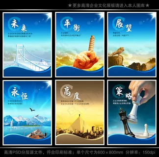 全套企业文化展板海报PSD下载 全套企业文化展板海报PSD下载
