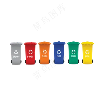 彩色的垃圾分类垃圾桶设计,免抠元素