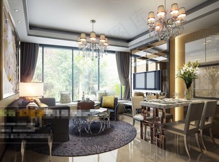 中式客厅效果图模板下载