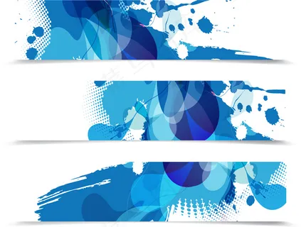 蓝色潮流横幅矢量图 AI