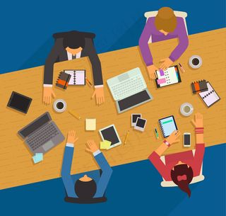 商务办公俯视图矢量素材