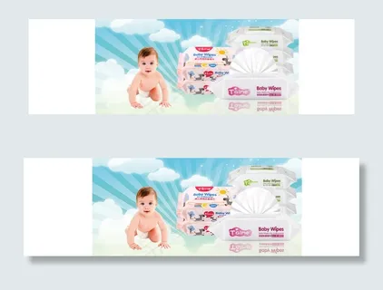 清新风格婴儿通用护理湿巾海报 促销...