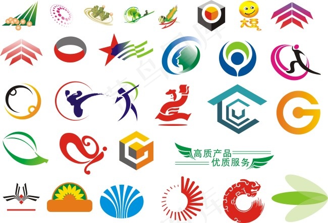 标识 绿色 植物动物 人物图案矢量