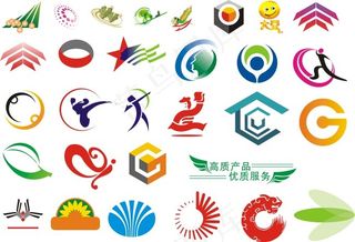 标识 绿色 植物动物 人物图案矢量