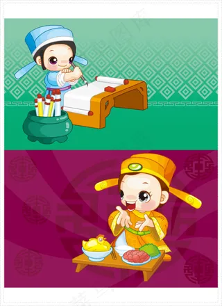 Q版古代人物矢量素材