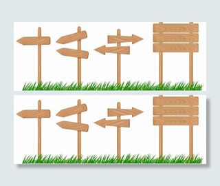 绿草地木纹指示牌公告牌图片