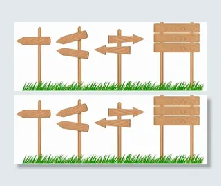 绿草地木纹指示牌公告牌图片