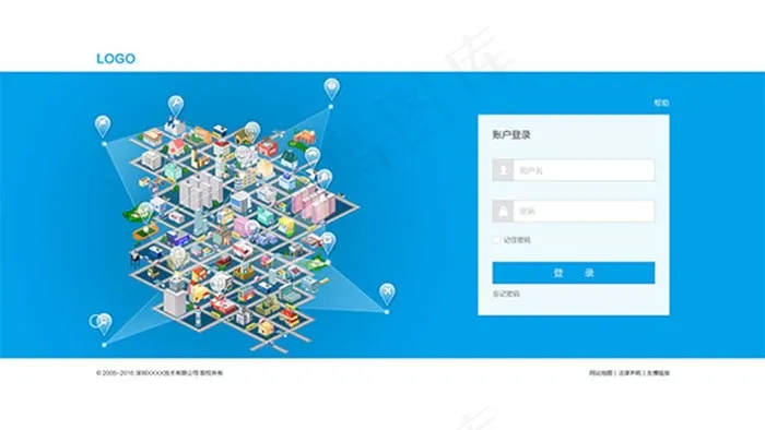 社交网站登录界面设计psd模版下载