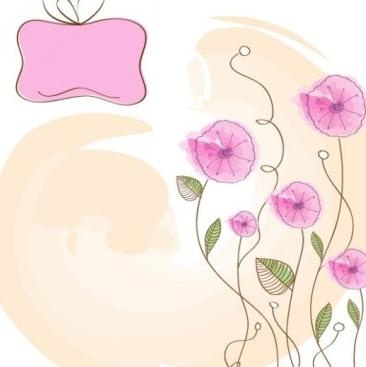 手绘花卉背景01矢量
