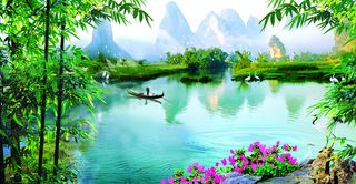 山水漓江背景墙