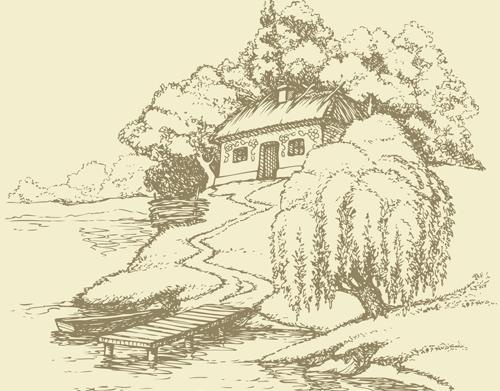 画山水田园向量集03