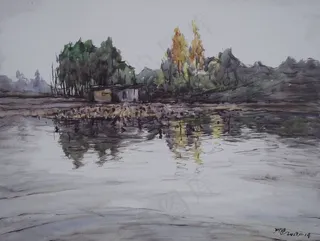 布上丙稀 鱼塘守候图片