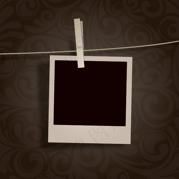 夹子晾晒空白照片矢量素材