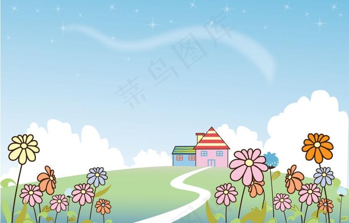 风景画图片ai矢量模版下载