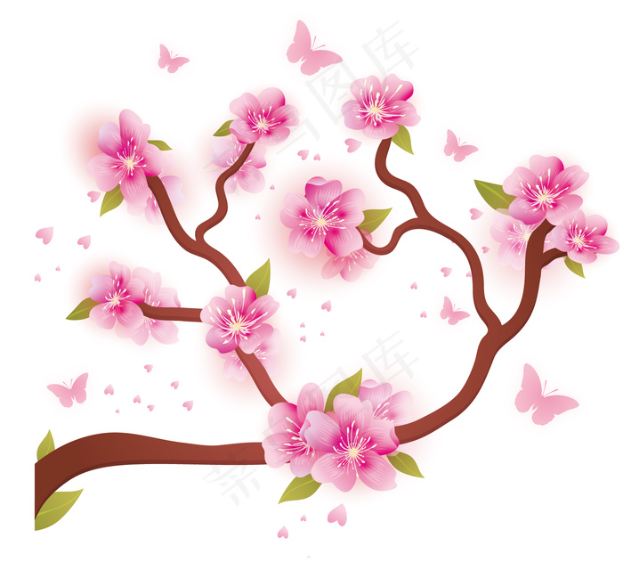 樱花 手绘樱花 樱花枝条psd模版下载