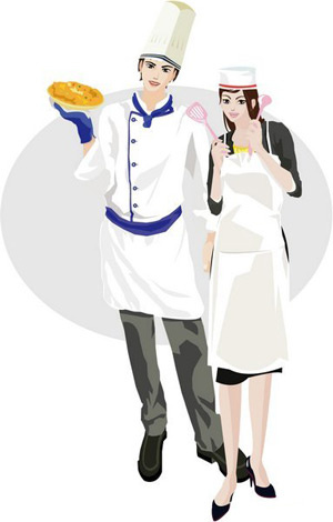 矢量的男性和女性的厨师ai矢量模版下载