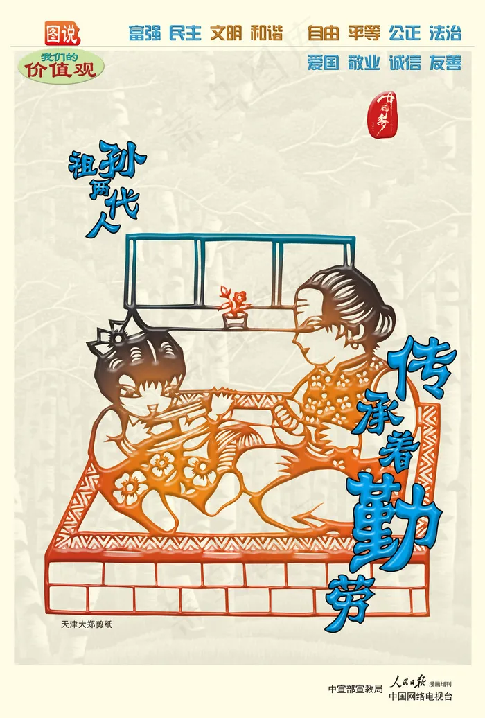 祖孙两代人传承着勤劳公益广告