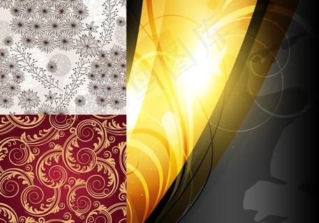 精美线条花纹背景矢量图 AI