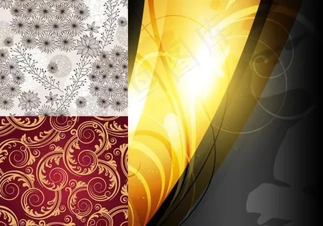 精美线条花纹背景矢量图 AI